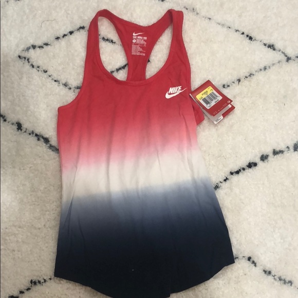nike red white and blue tank top